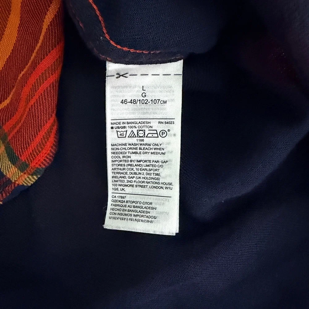 Banana Republic Untucked Slim Fit Flannel Shirt Mens L Red Plaid Soft Cotton
